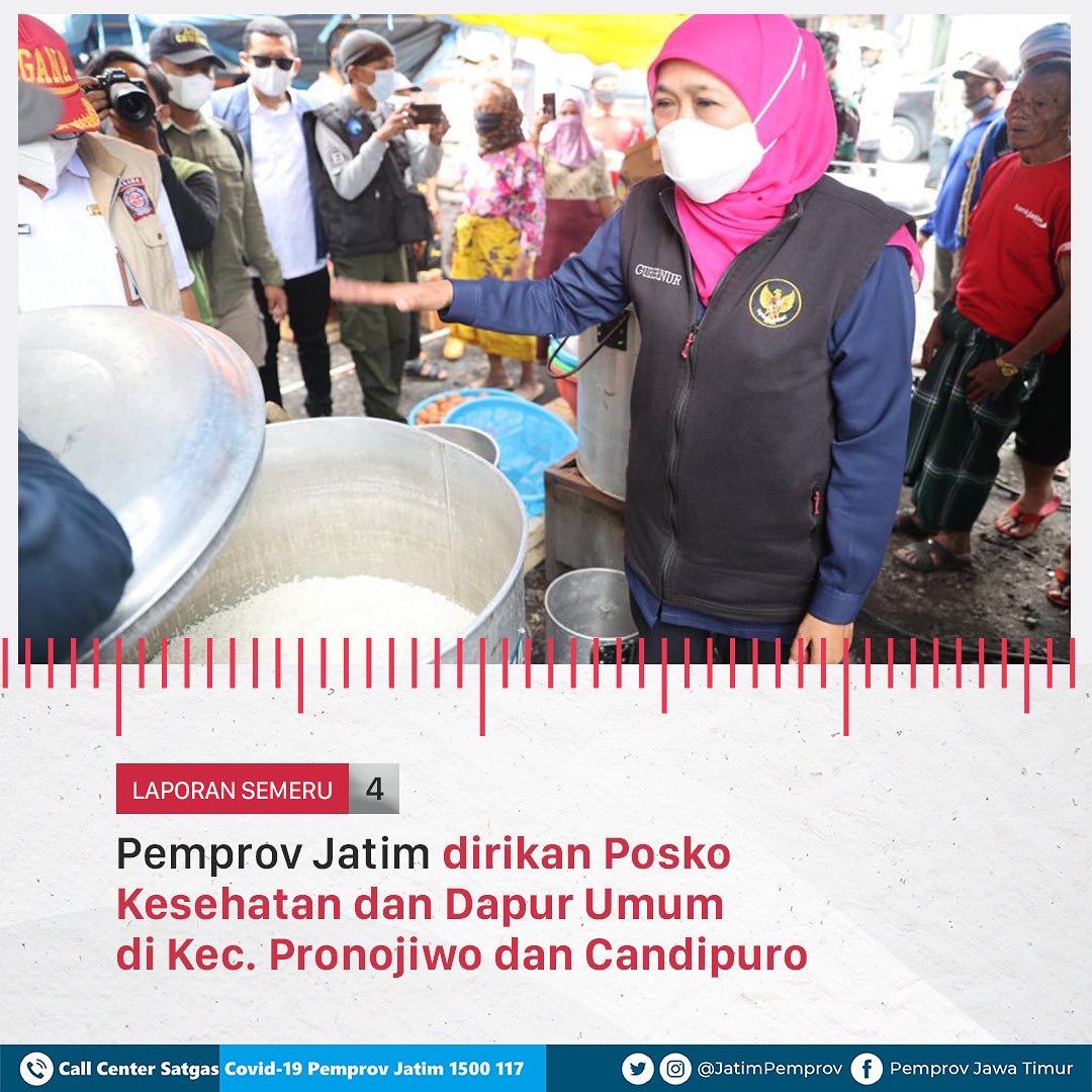 JatimPemprov's tweet photo. Penanganan bencana Gunung Semeru menjadi prioritas utama Pemprov Jawa Timur.
@KhofifahIP
@EmilDardak 
@bpbd_jatim @BNPB_Indonesia https://t.co/UriPg1n3Mo