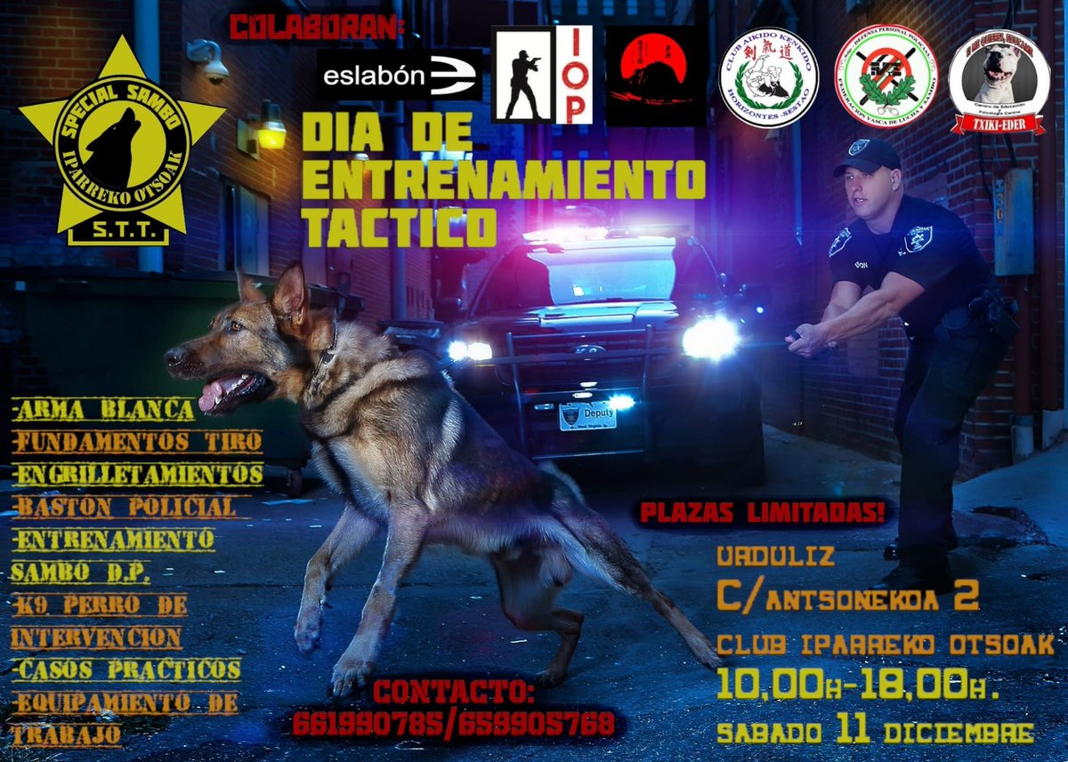 Para este fin de semana: 
Sólo para personal de Seguridad Pública y Privada o con licencia deportiva FVLyS (Federación Vasca de Lucha y Sambo).
Inscripciones:
defensapersonalpolicialeuskadi.com/inscripcio...
#clubaikidokenkido #CLUBeslabónBILBAO #federaciónvascadeluchaysambo #federaciónespañoladelucha