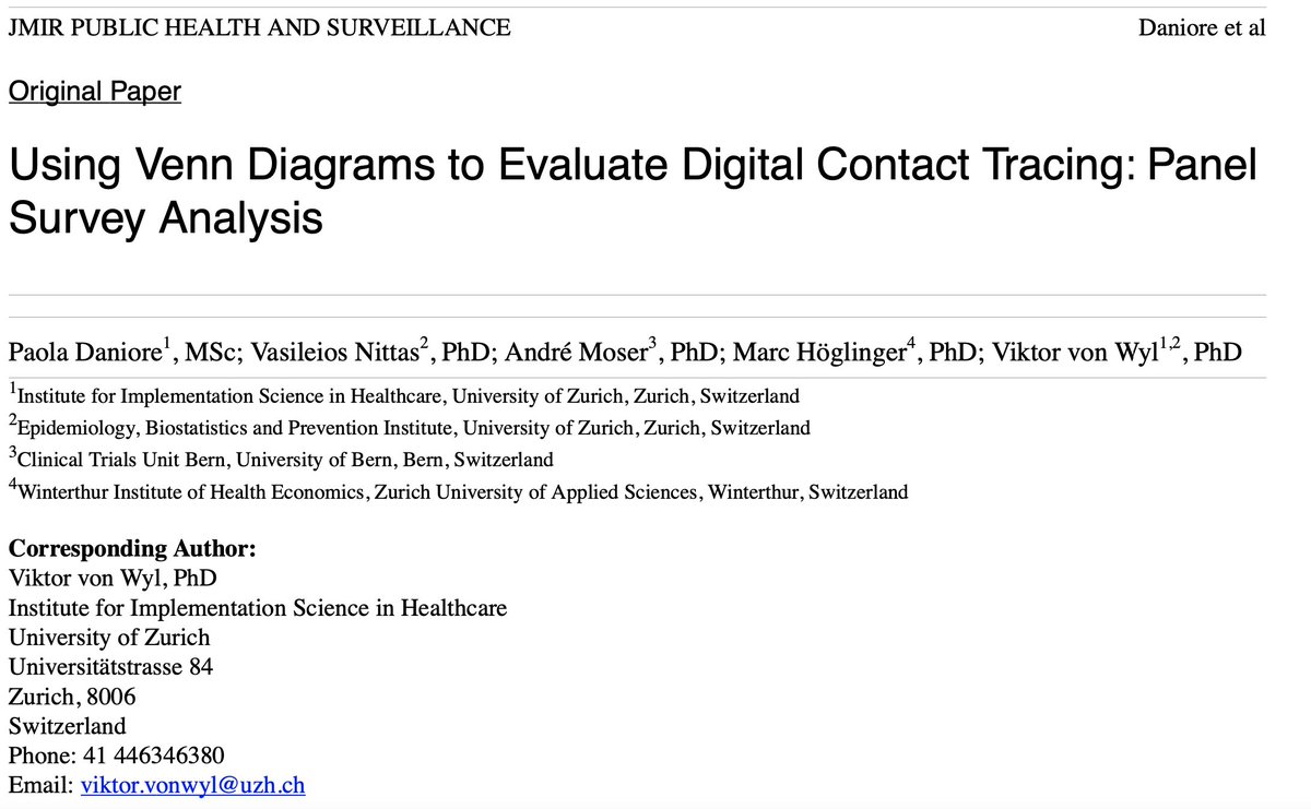 vasilis_nittas's tweet photo. 🚨Just out 🚨Check out our new paper on the use of Venn diagrams to assess the role of #digital #proximity #tracing in mitigating #COVID19 spread in #Switzerland. With @PDaniore/@uzh_EBPI/@unibern
Published by @jmirpub 
Link to article: https://t.co/9jNXttmuH4 https://t.co/dyyrJxwYPh