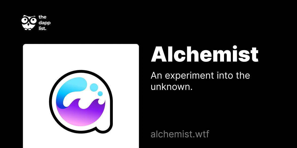 defiarena's tweet image. .@_alchemistcoin listed this week on @thedapplist V2 🎉
 
Alchemist is a community of builders experimenting out in the wild.

#TraverseToWeb3 w/ $WISE  v2.thedapplist.com 🚀