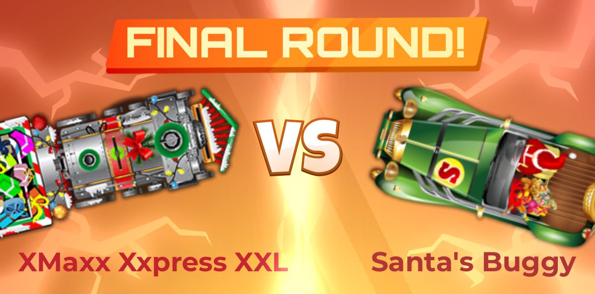 NitroTypeHub's tweet photo. - Final Round! -

Welcome to the FINAL ROUND! XMaxx Xxpress XXL, vs Santa's Buggy. This is the round that decides it all, so think carefully on which car you're gonna vote for... Once you've decided, cast your votes in the poll below and let's end this for REAL! https://t.co/3CuqdMPweE