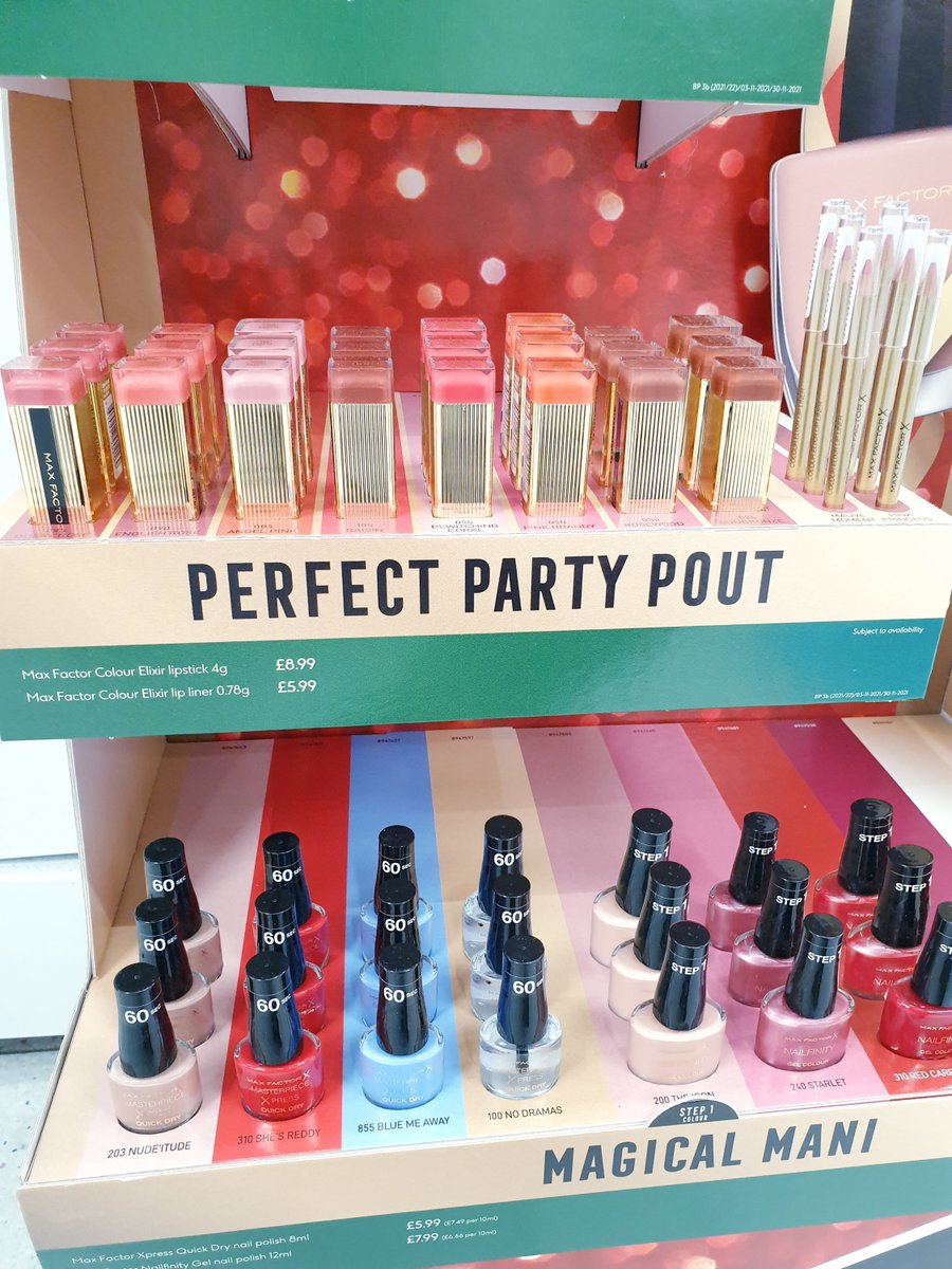 _impactretail's tweet photo. Style? Colour? Sparkle? ✨Check, check, check! 

Here’s some festive retail inspiration from our Christmas display with @MaxFactorUK, with an eye-catching layered design that’s all wrapped up and ready to go in @BootsUK!

#christmas #retail #visualmerchandising https://t.co/T7FQjexRjc