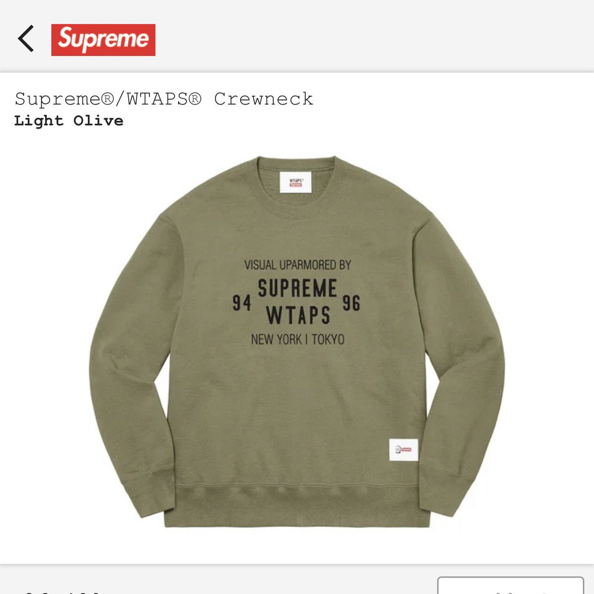 buysupreme00's tweet photo. 【買取情報】
supreme wtaps crewneck
オリーブ L 28,000円
ブラック L 27,000円
1着ずつ買取いたします。
お持ちの方はご連絡お願いします。 https://t.co/WdLoNfFnYQ