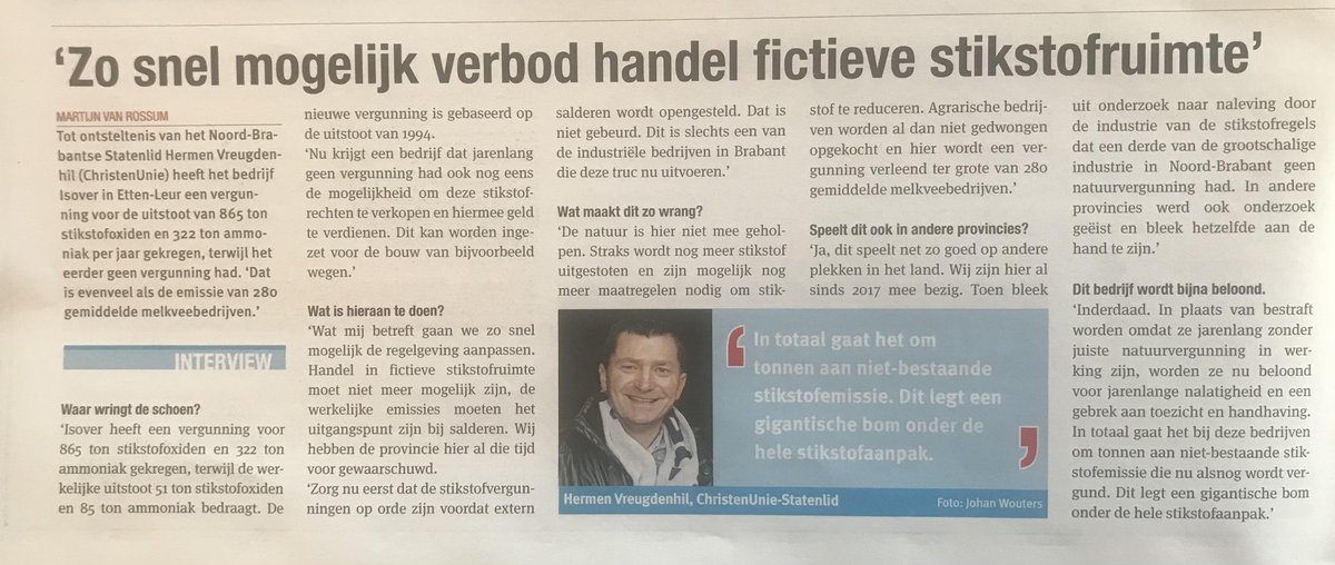 Wanneer je je inzet voor reductie van stikstofemissies, dan zinkt de moed je bij dit soort verhalen toch in de schoenen. Aan een bedrijf, Isover, zijn teveel stikstofrechten vergund overeenkomend met de emissie van 280(!) melkveebedrijven. En die kunnen ze dus verkopen!