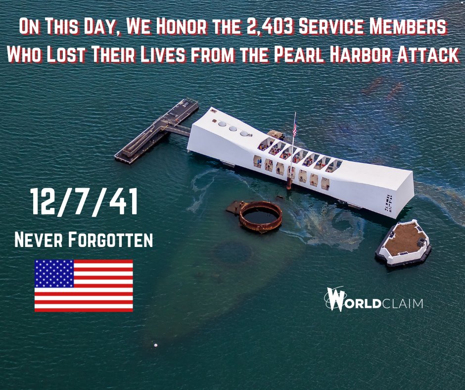 worldclaim's tweet photo. Today marks the 80th Anniversary of the tragic #PearlHarbor attack.
We remember the brave soldiers who perished too soon, and continue to honor the service members who protect our nation's soil today. 
#December7th #USA #WorldClaim https://t.co/sUZfwvrgLr