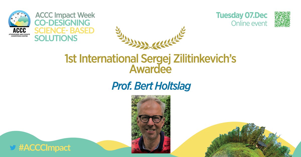 The 1st International Sergej Zilitinkevich’s Award ceremony🏆

will recognize Prof. Bert Holtslag breakthrough research in atmospheric sciences!

⏰15:15EET - Award Ceremony with <a href="/JKaurola/">Jussi Kaurola</a>, <a href="/AriJLaaksonen/">Ari Laaksonen</a>, <a href="/MarkkuKulmala1/">Markku Kulmala</a>, Petteri Taalas, Valery Bondur.

📺webcasting.fi/helsinki/qwSR3…