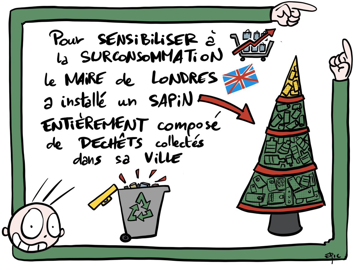 tewoz's tweet photo. Jour 7 de mon #calendrierdelavent #feelgood ➡️ Pour sensibiliser à la #surconsommation , le maire de #londres à fait installer un #sapindenoel composé de #dechets !
#bcircular #goodnews #sketchnote #ipapro https://t.co/TsVuFWyEoh