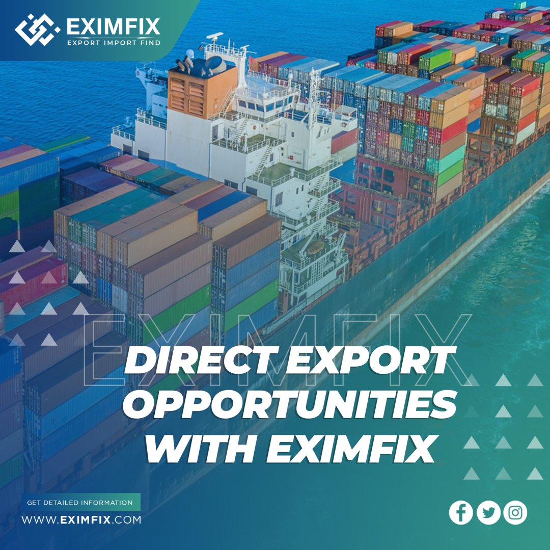 It provides a higher return on investment than selling through an agent or distributor.
It allows you to set lower prices and be more competitive.

Direct export opportunities await you with Eximfix. Sign up for free now: eximfix.com

#B2B #export #import #trade