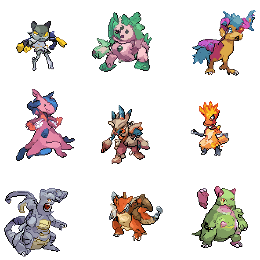 stan_vossen's tweet photo. Fine-tuning generative Pokémon model #pixelart #pokemon #aiart https://t.co/tHMoegRC2i