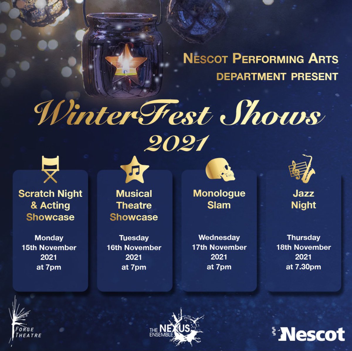 NexusEnsemble's tweet photo. ⭐️ Forge Theatre &amp; The Nexus Ensemble present WinterFest 2021! ⭐️

Congrats to all students who were involved with the performances!

#winterfest #showcase #forgetheatre #thenexusensemble #actortraining #musicaltheatretraining #performingarts #nescotcollege https://t.co/u8ng8kloFN