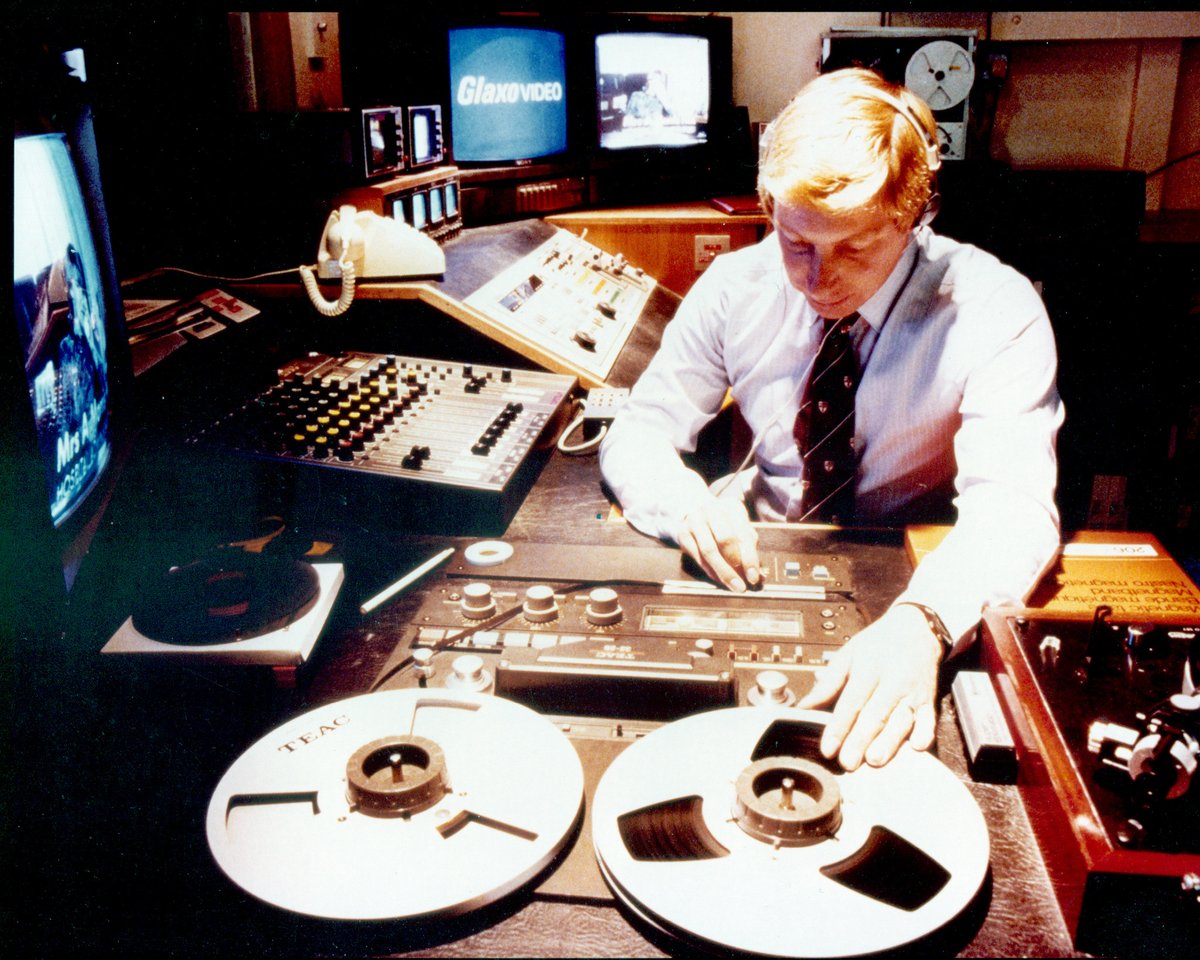takeonetv's tweet photo. #OnThisDay in 1996 #TakeOneTV was born
Pictured is our director John, back in the mid 80's, working in the Glaxo studio editing an audio tape and visual mixing.
#HappyBirthday #25years #tvproduction #businessanniversary https://t.co/vjgsj4wviK