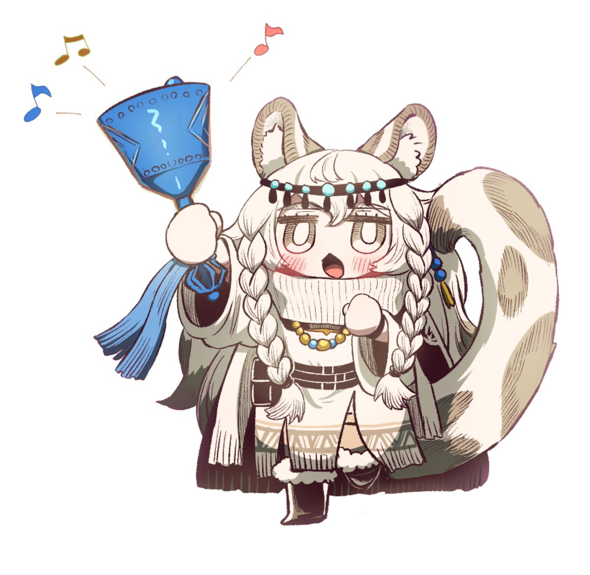 pramanix (arknights) 1girl animal ears tail solo leopard ears chibi leopard tail  illustration images