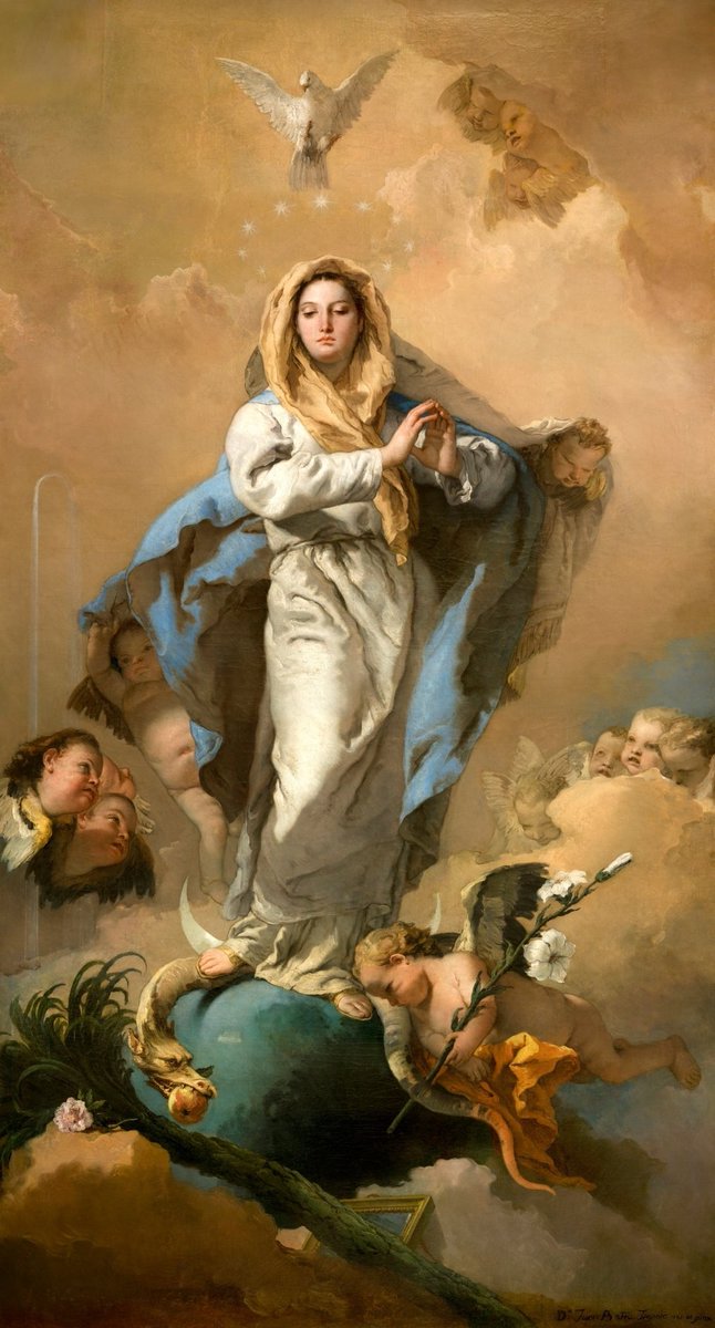 NikSamotracia's tweet photo. Amanece con Tiepolo y La Inmaculada Concepción sobre la bola del Mundo pisando la serpiente del Pecado Original.
Café con besos, por favor. 
Buenos días. :)) https://t.co/t8PENuWd4f