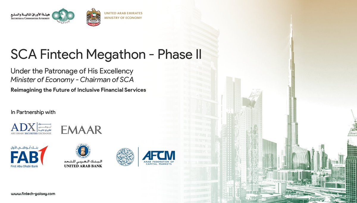 FintechGalaxy's tweet photo. Under the patronage of His Excellency Minister of Economy and Chairman of the @sca_uae 2nd phase of the mega innovation program will be launched on Fintech Galaxy’s open API platform FinX22!
More details soon on how you can get involved!
#Megathon #Innovationprograms https://t.co/4AM1vHwkMG