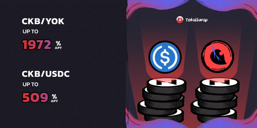 yokaiswapnervos's tweet photo. YokaiSwap #APR Snapshot❤️‍🔥

🚀$CKB/ $YOK up to 1972%
🚀$CKB/ $USDC up to 509%

🤩Stake to earn $YOK on https://t.co/PmRdKSF0HN! #AMM #DEX #staking #Crypto https://t.co/XT1kpbJ0fB