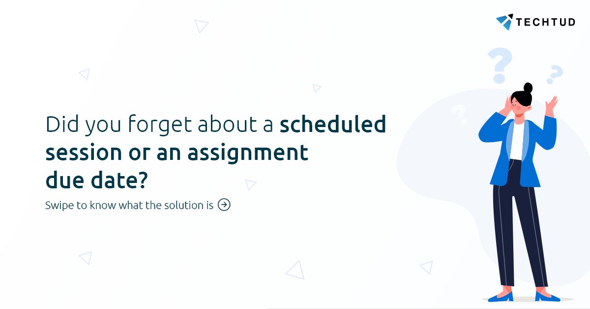 techtudlms's tweet photo. This #techtudtuesday, we are going to address the lack of reminders in e-teaching. 

With Techtud calendar, never forget important events again.

Explore https://t.co/5qXjC19Oko to know more.

#techtudtuesday #digitallearning #edtech #onlineteaching #teachers #freelms https://t.co/O0MByOF59f