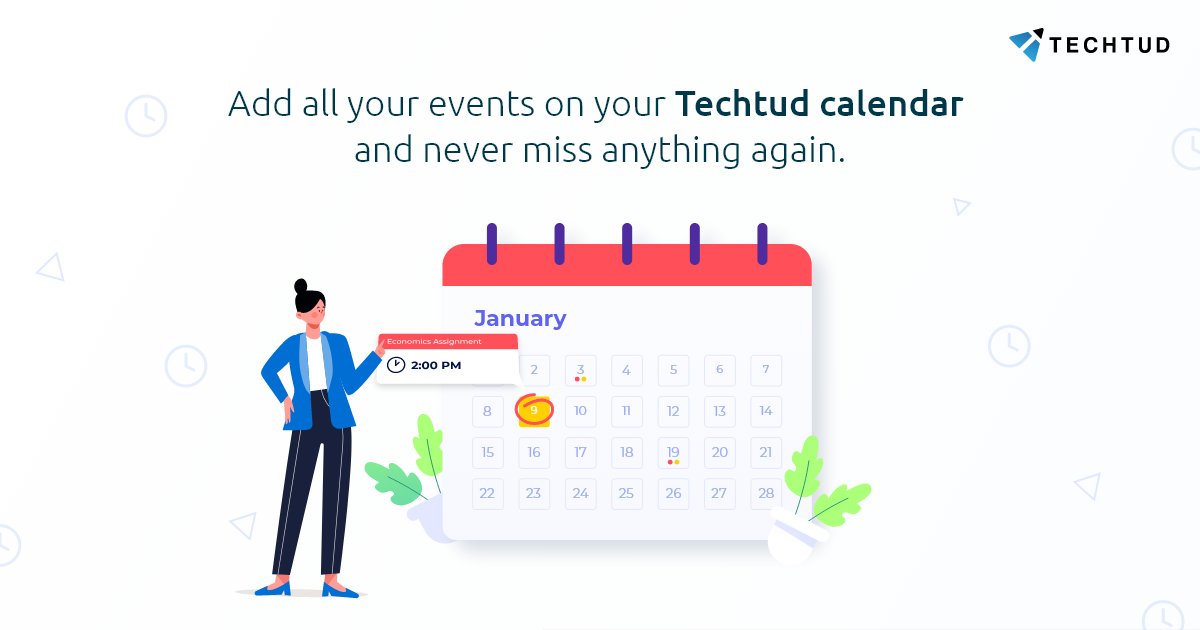techtudlms's tweet photo. This #techtudtuesday, we are going to address the lack of reminders in e-teaching. 

With Techtud calendar, never forget important events again.

Explore https://t.co/5qXjC19Oko to know more.

#techtudtuesday #digitallearning #edtech #onlineteaching #teachers #freelms https://t.co/O0MByOF59f