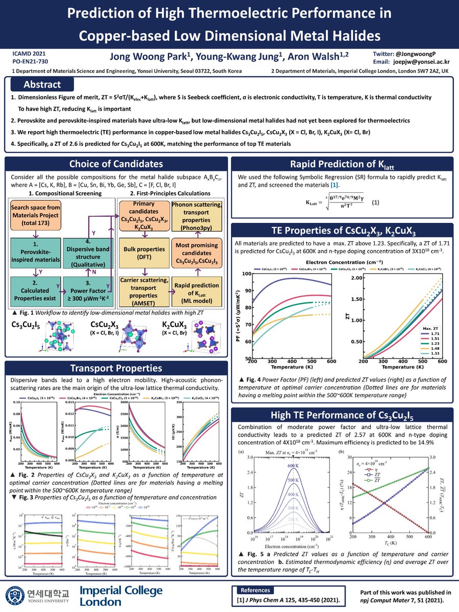 JongwoongP's tweet photo. Day 2! Successfully finished my presentation. It was definitely a great experience interacting with people, especially experimentalists interested in the results! I just thank @lonepair and @YoungkwangJung so much for the guidance and opportunity!
#icamd #thermoelectrics https://t.co/s7e96hqhef