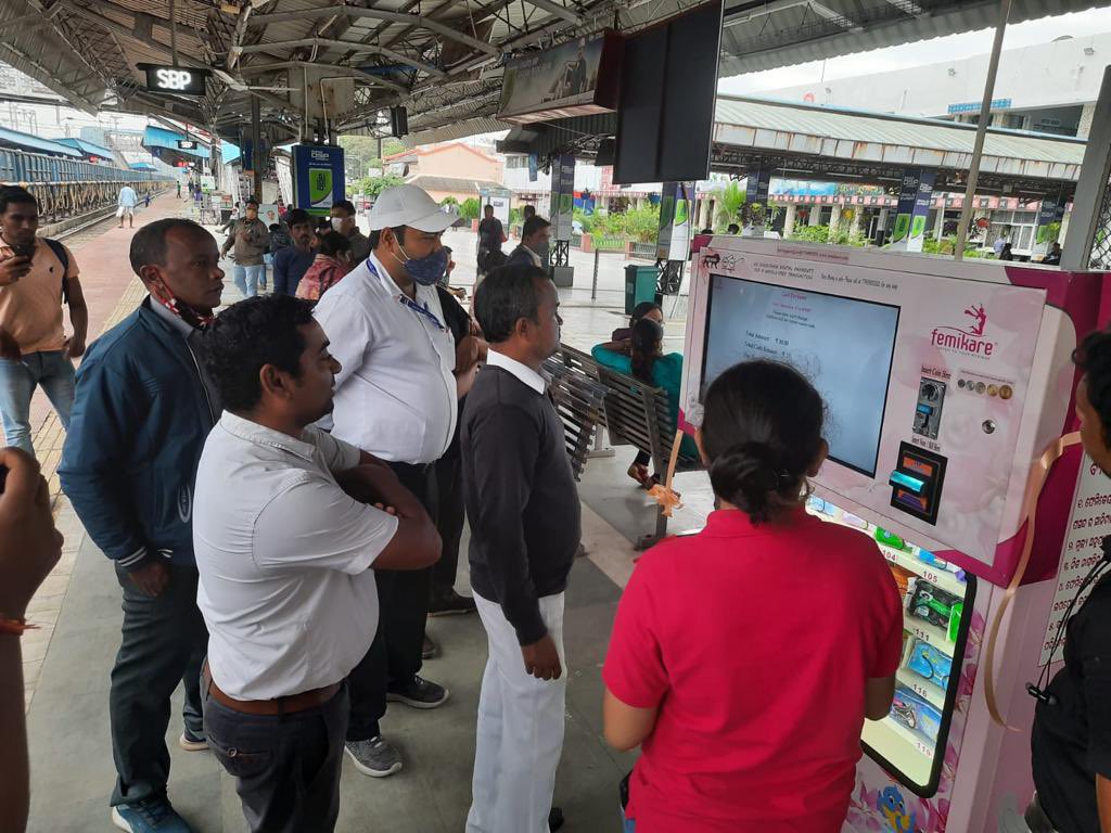femikare's tweet photo. Thank you so much @DRMSambalpur @EastCoastRail  @RailMinIndia for giving us an opportunity to install a IOT based smart sanitary pad vending machine at sambalpur rly stn.This is certainly help the female commuters where they can vend 24*7.Looking forward to install many in future https://t.co/VcOZiaMDjZ