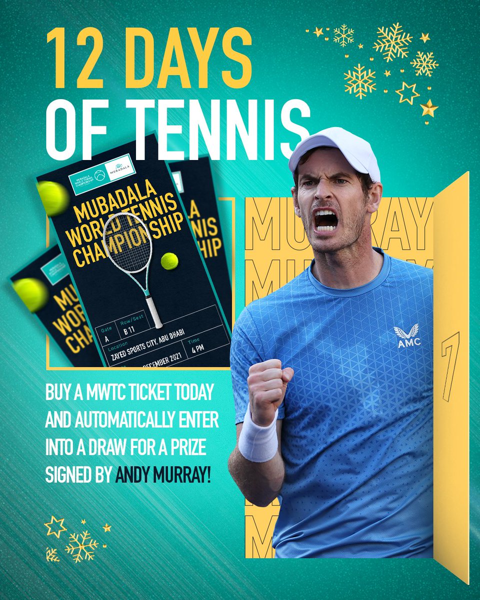 MubadalaWTC's tweet photo. Day 7๏ธโฃ of #12DaysOfTennis doesn't get better than this!
An @andy_murray signed prize up for grabs when you buy a #MWTC ticket TODAY: https://t.co/eliTsZF4XR
#MakeWayForTheBest https://t.co/xguBpZWpvS