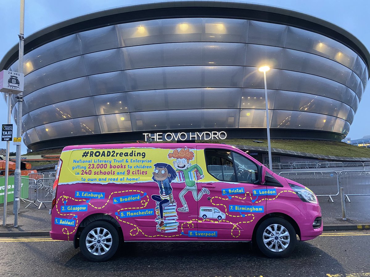 Anisha’s @UKEnterprise #ROAD2reading van is in #Glasgow this morning to gift more of its 23000 books to school children to promote literacy and book ownership. Working with our partners @Literacy_Trust. Can you guess where she is going next? @dianemul11 @SerenaKPatel