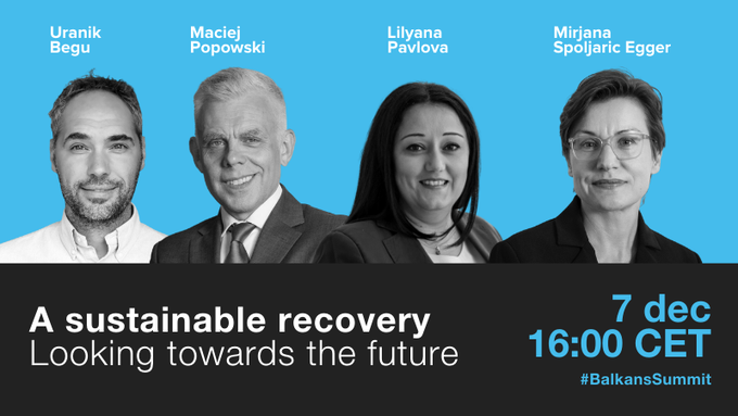 ICKosovo's tweet photo. The EU 🇪🇺 - Western Balkans Summit takes place today. Our Executive Director @uranikbegu will talk from 4pm about "A sustainable recovery - looking towards the future". Detailed agenda and other info: https://t.co/4ciMBGMFnV https://t.co/nZGlFhafWP