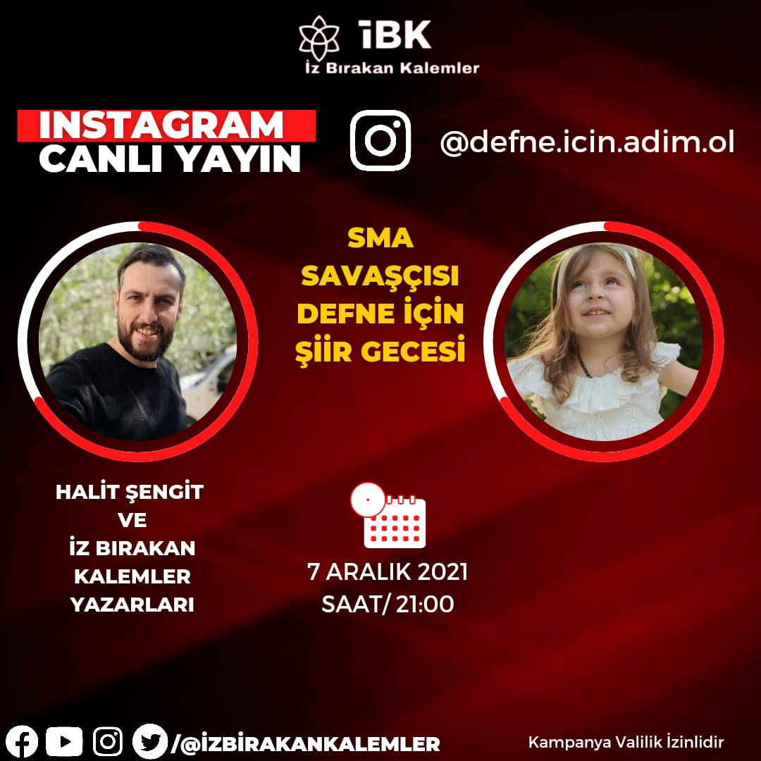 Kolay kolay kimseden bir şey istemem ben ama bugün sizden bizleri yalnız bırakmamanızı önemle rica ediyorum  🙏
DEFNE'nin yüzünde gülücük, dilinde şarkı olabilmek umuduyla maddi manevi desteklerinize talibiz dostlar... 
@smadefne
<a href="/izbirakankalem/">izbirakankalemler</a>