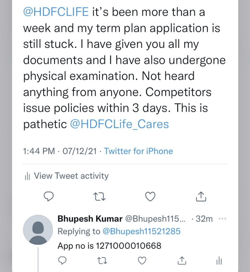 Bhoopesh_Kumar's tweet photo. @HDFCLIFE @HDFCLife_Cares https://t.co/ivX6pQMNYl