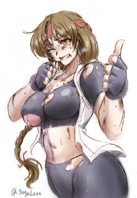 過去絵で……どうにもこう言うネタが出てしまうキャラ… #ユリ・サカザキ生誕祭 