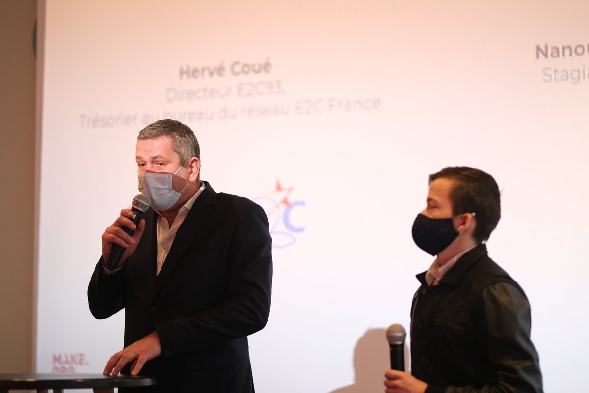 Make_org's tweet photo. 🎤 "Le @ReseauE2CFrance permet à des jeunes sans qualification d’accéder à un emploi ou à une formation diplômante. Nous travaillons sur le potentiel du jeune plutôt que sur ses lacunes. ",  Hervé Coué - @E2C_93 - @ReseauE2CFrance 
#UneChancePourChaqueJeune https://t.co/4ixKDtMGPm