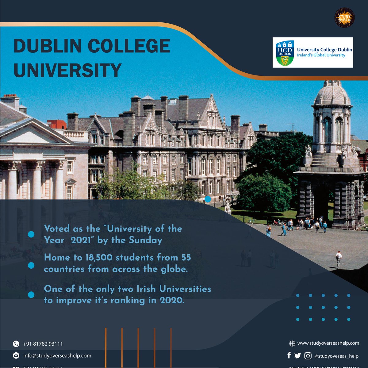 StudyoverseasH's tweet photo. Dublin College University is one of top Ireland's top Universities. Contact us now to get more information !!
.
Follow : @studyoverseas_help 
.
#studyoverseas_help 
#studyabroad #studyingabroad #studyabroadlife #abroadstudy #studymbbsabroad #studyenglishabroad https://t.co/onH6vfxDuj