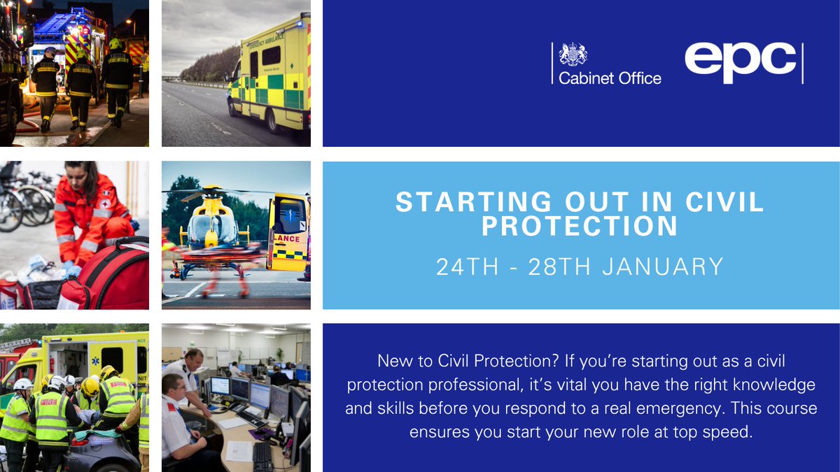The role of a civil protection professional is a complex and demanding one.  As an emergency planner, you will face many new challenges. Be prepared...

Starting Out in Civil Protection - 24-28th January
epcresilience.com/book-a-course/…

#civilprotection #emergencyplanning #EPCollege
