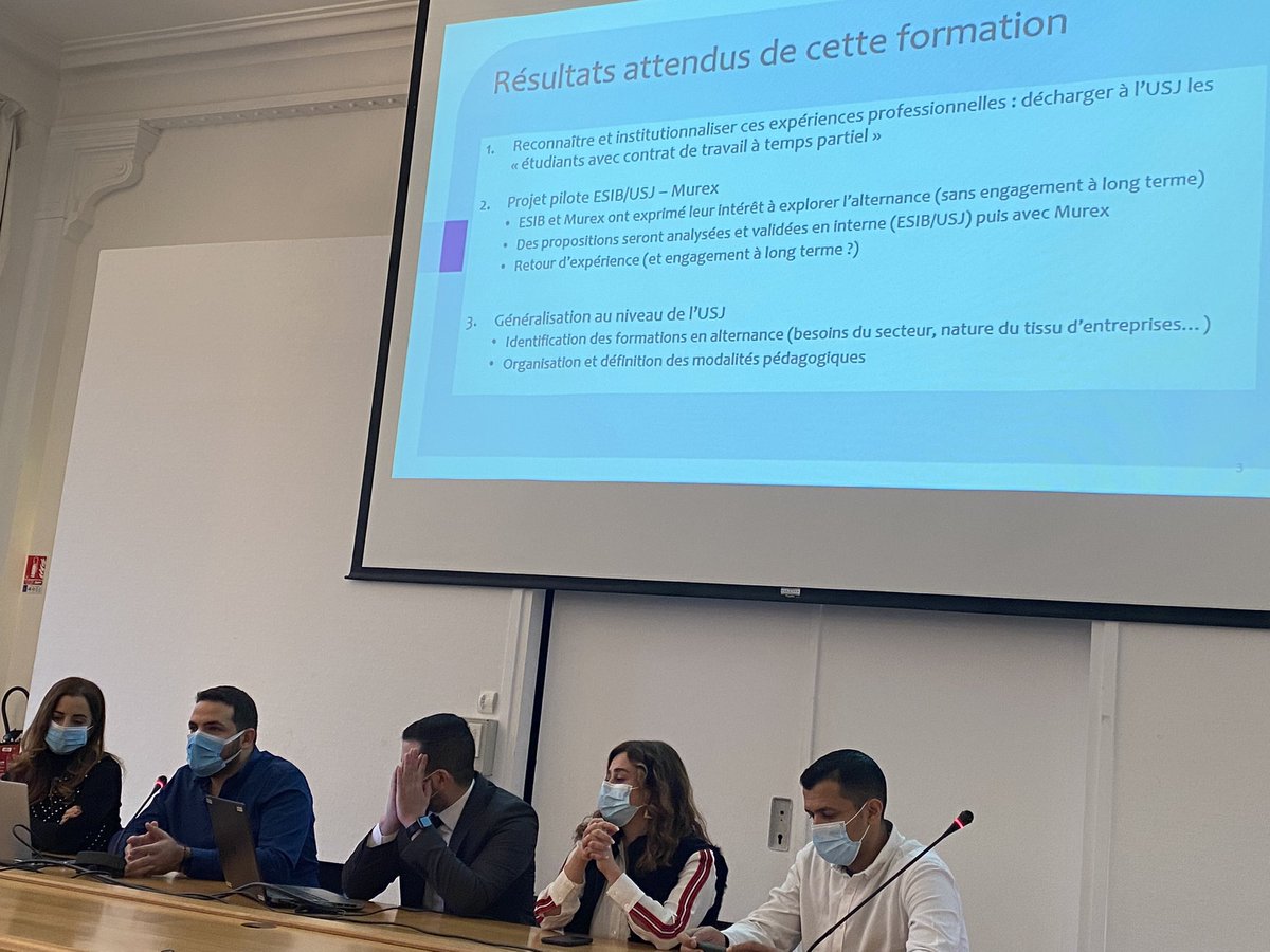 LamiaMoubayed's tweet photo. « Formation en alternance »: un Win-Win-Win entreprise-université-étudiants.
Discussion dans le cadre du projet #Conecte au @cnam_paris avec @USJLiban l’@auf la #CCIABML et l’@IOFLebanon
Accompagner au mieux les entreprises, les apprentis et les facultés. Créerons l’espoir! https://t.co/RQzPqUSFso
