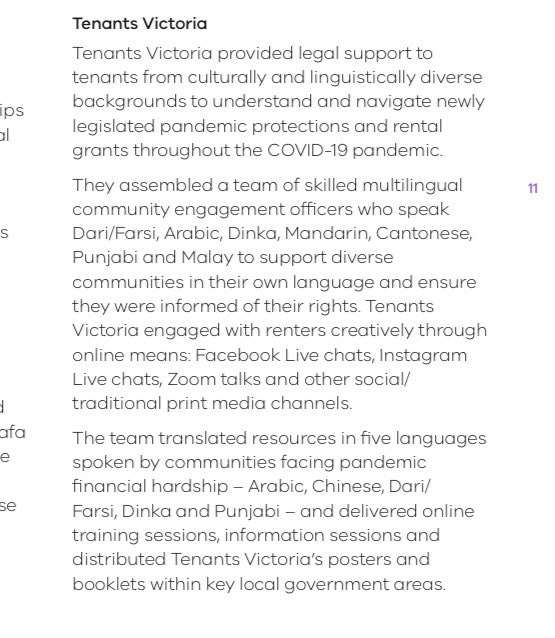 TenantsVic's tweet photo. We feel so honoured to receive a Highly Commended award at tonight’s Victorian Multicultural Awards for Excellence for our community pandemic outreach efforts. Thank you  @multiculturevic  for the acknowledgement! @jenbeveridge3 @FarahFarouque #COVID19Vic #diversity #inclusion https://t.co/VU2vf6WOzn