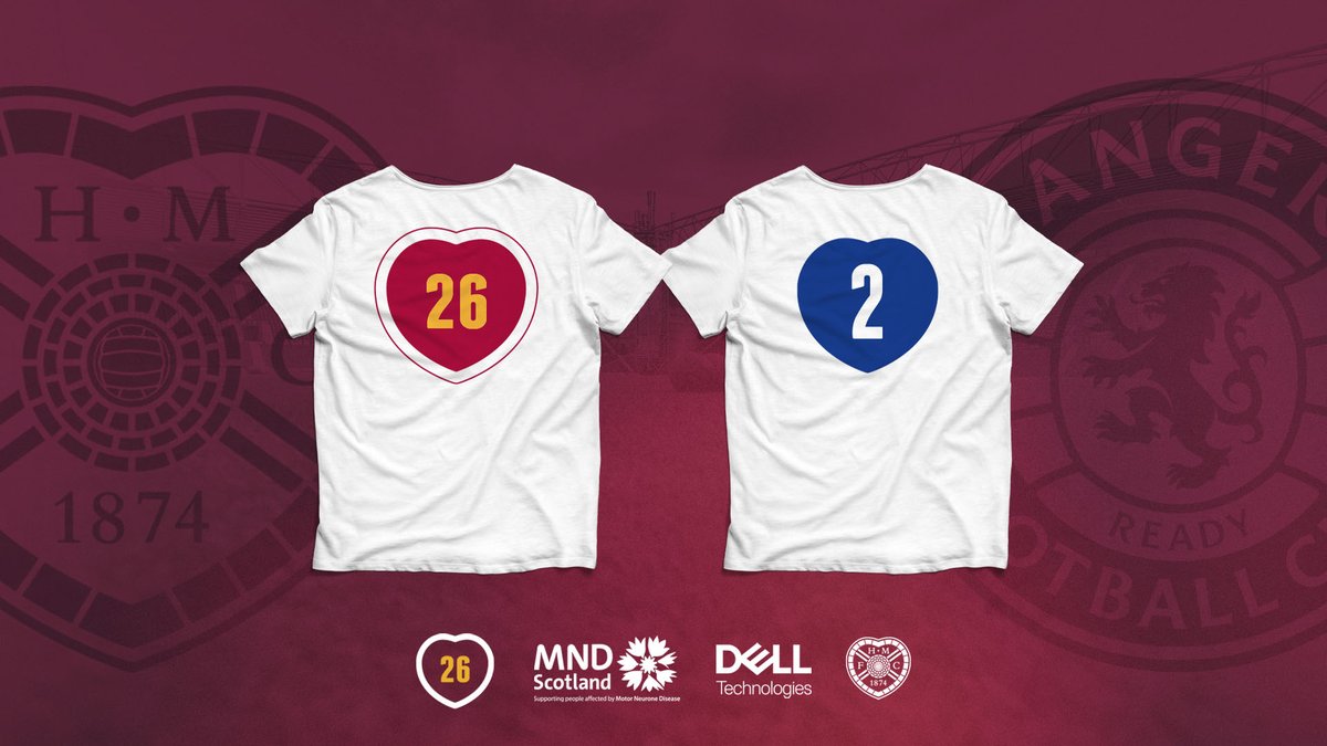 JamTarts's tweet photo. This Sunday, Hearts and Rangers are uniting in the fight against MND. 

❤️ Hearts will warm up in a 26 shirt in memory of Zal
💙 @RangersFC will wear 2 in memory of Fernando Ricksen

@MNDScotland bucket collectors at both home and away ends

£5 donation: Text CUREMND to 70660 https://t.co/XcxUalKpDE