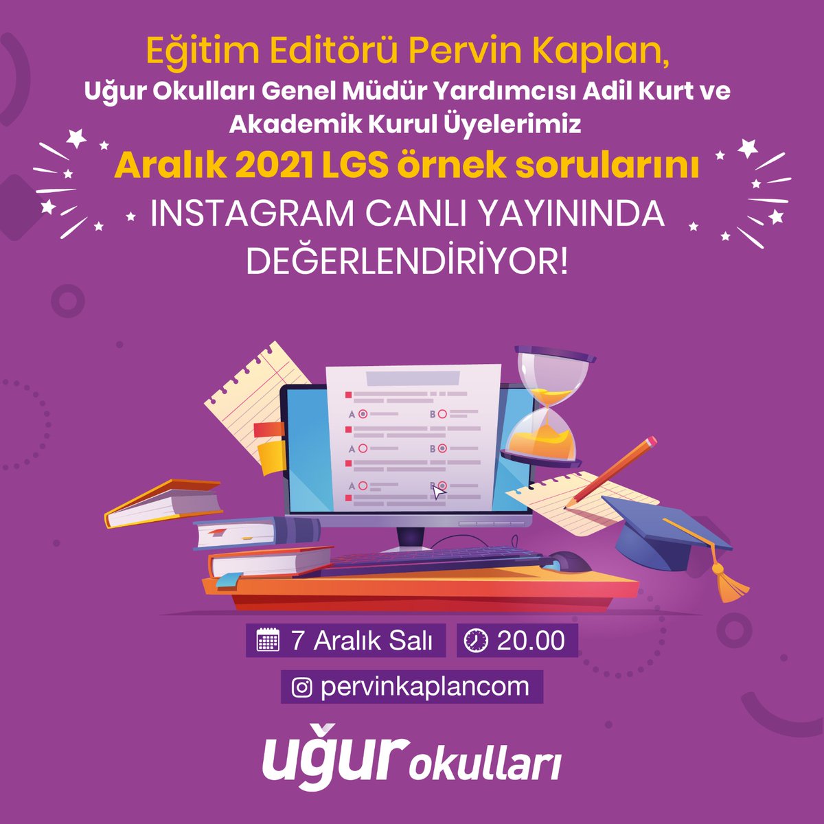 Eğitim Editörü Pervin Kaplan, Genel Müdür Yardımcımız Adil Kurt ve Akademik Kurul üyelerimiz Aralık 2021 #LGS örnek sorularını, bu akşam saat 20.00'de gerçekleşecek Instagram canlı yayınında değerlendiriyor! 

#UğurluOlmak