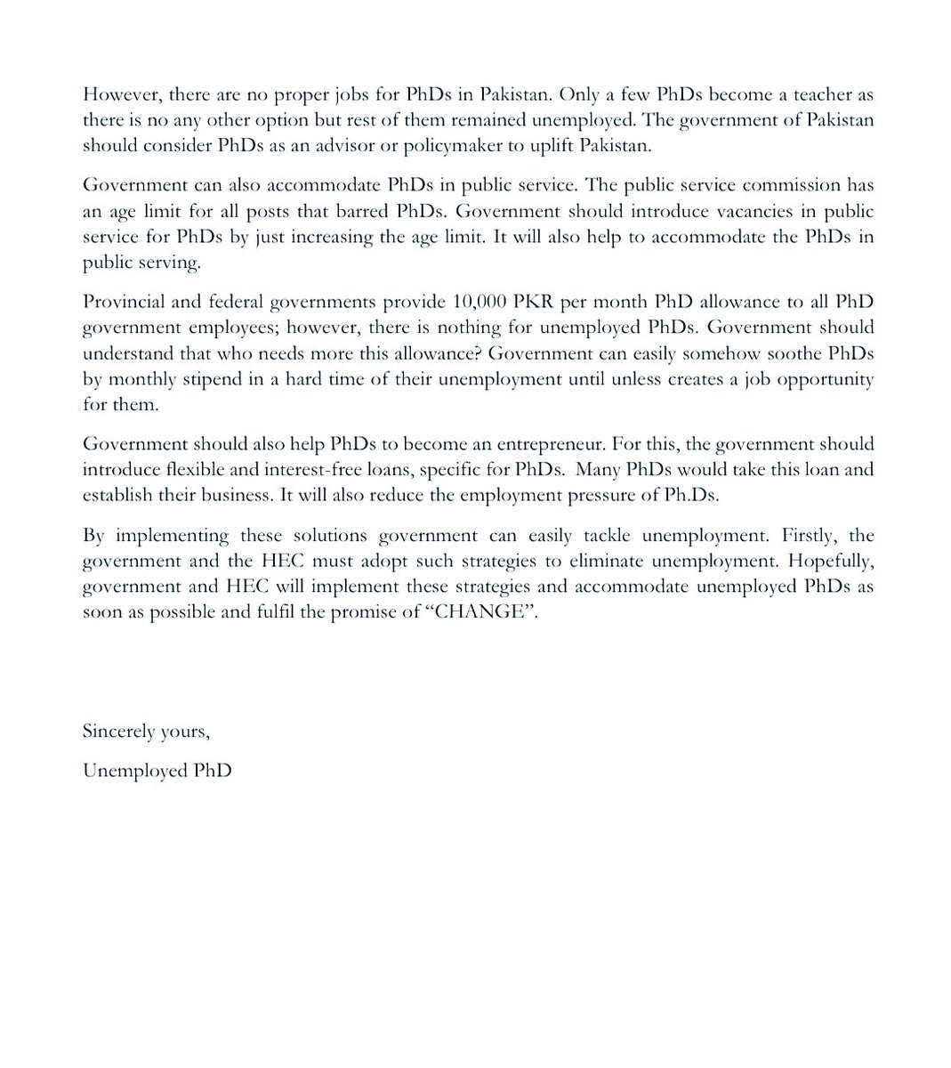 PhDSindh's tweet photo. Unemployed PhDs aren't in millions especially in Sindh Case they are in few hundreds belongs with different specialties. It's highly requested to concerned authorities kindly take this matter on priority basis. 
@PakPMO @hecpkofficial @dep_pro @BBhuttoZardari @MuradAliShahPPP https://t.co/s6lYTJjU8F
