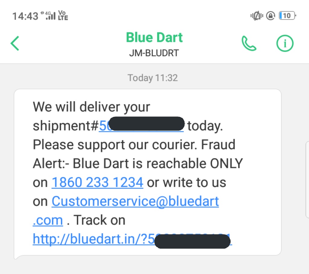 vsr_33's tweet photo. @BlueDartCares you should atleast attach the phone number of the delivery man  in the message . So that I could contact him Bcoz the bluedart officer member are not picking up the phone From the morning till now https://t.co/Oczi7QnVaJ