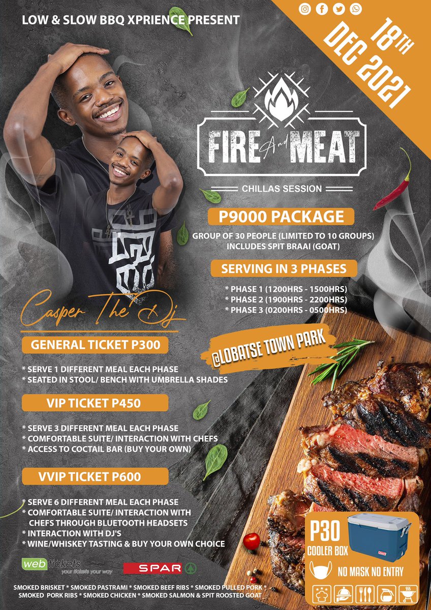 Echaile.. get your ticket santse dile teng..!@Yabo_Lesetedi <a href="/The_Cookoff/">Let’s Cook!</a> <a href="/TidikweBaboni/">ManLikeBastian</a> <a href="/phindi_John/">#youngwife</a> @AobakweRK <a href="/AobakweRakhudu/">Aobakwe Rakhudu</a> <a href="/Iran_Dazzle/">Iran Mfaladi</a> <a href="/PhlyHoney_/">Queen of Babimba</a> <a href="/makesomemoney_/">phlyhoneyclothing</a> <a href="/Low_SlowBBQ/">Low & Slow BBQ Xperience</a>
