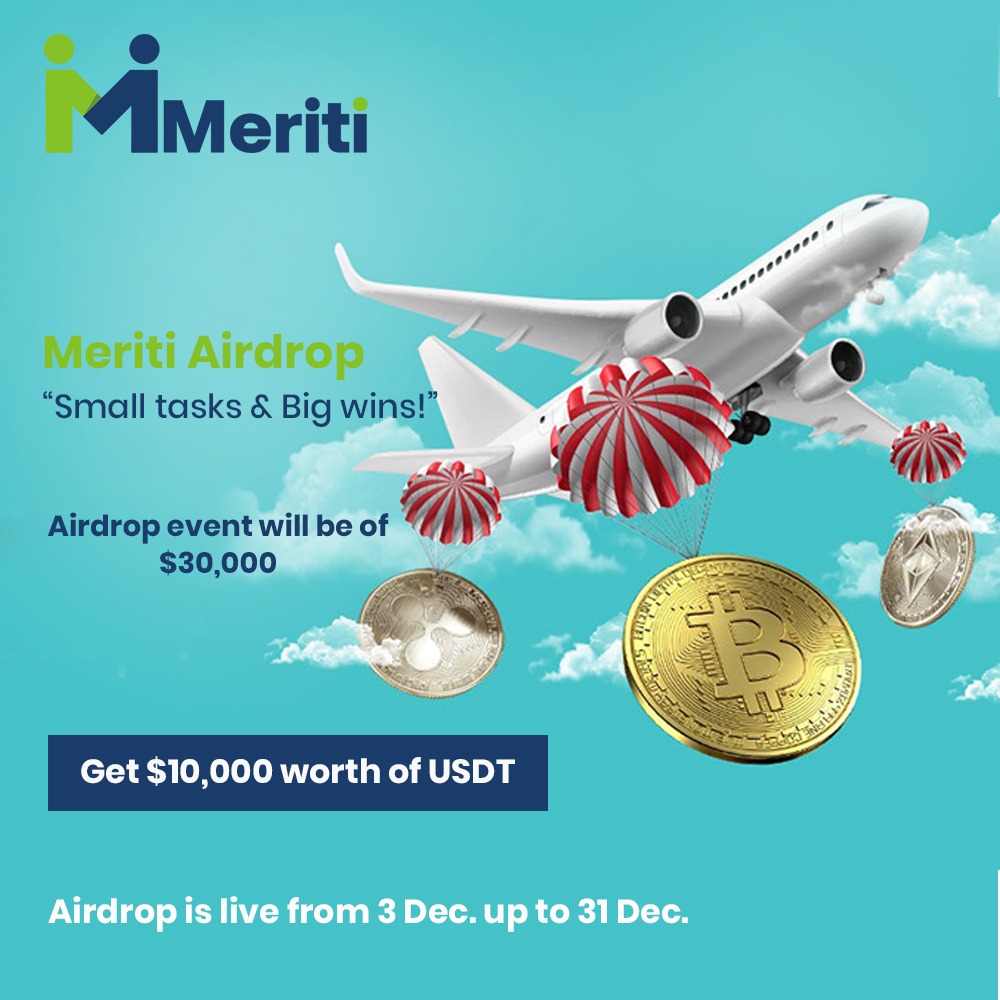 rahulcryptoss's tweet photo. https://t.co/AIdip3Xhxu To participate and to qualify for getting your airdrop token ($ 30,000 meriti ),you have to join and complete simple tasks of an airdrop. Airdrop is live from 3 Dec. up to 31 Dec. 
#meriti #Airdrops #earnonline https://t.co/MNzVH84knC