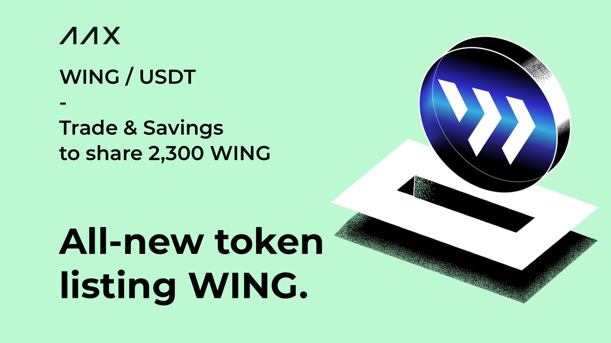 AAXExchange's tweet photo. #AAX will list #WING 🥳 Trading starts at 9am (UTC) on Dec 9.

To participate in our WING airdrop:
🗓️: 9 AM Dec 8 - 15 *UTC

✔️Follow us and @Wing_Finance
✔️Retweet with #AAXListsWING and @ 3 friends
✔️Fill in the form: https://t.co/BFJAAK97dN https://t.co/j6o3bkVFOX