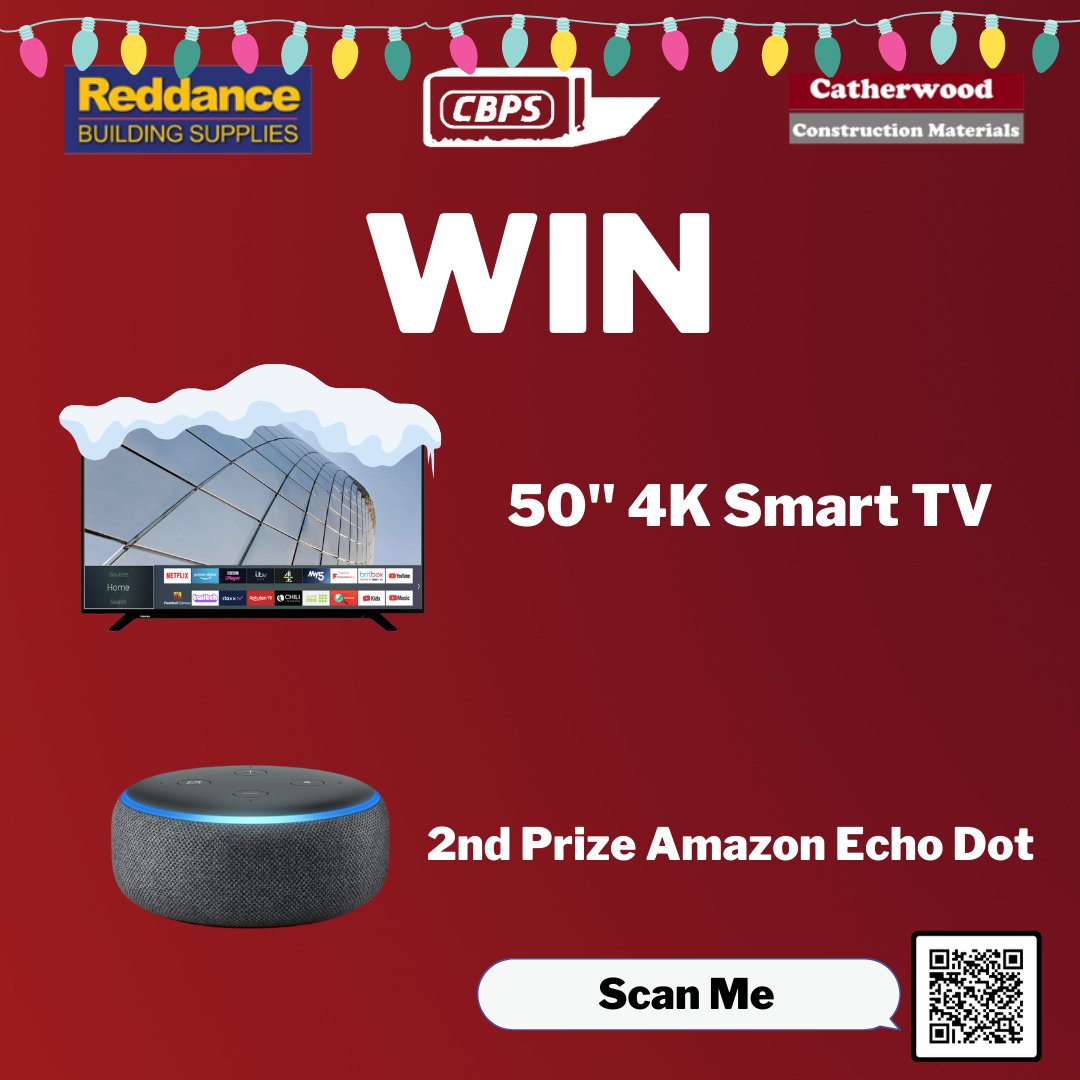 🎁Your invited to enter our free prize draw to win a 50" 4K Smart TV Or an Echo Dot! 🎁

To enter please follow this link cowalbuilding.co.uk/christmas-comp…

Prize draw will close on 17th December 2021 @ 4pm
#christmas #prize #dunoon #cowal #argyll #Scotland