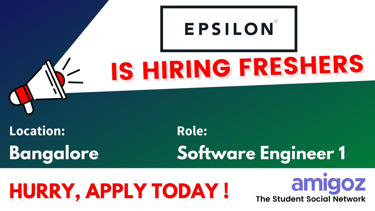 amigozapp's tweet photo. Epsilon Is Hiring Software Engineer 1

Apply Here: https://t.co/95uymx5EHw
 #thestudentsocialnetwork https://t.co/rHuaiFj6D9