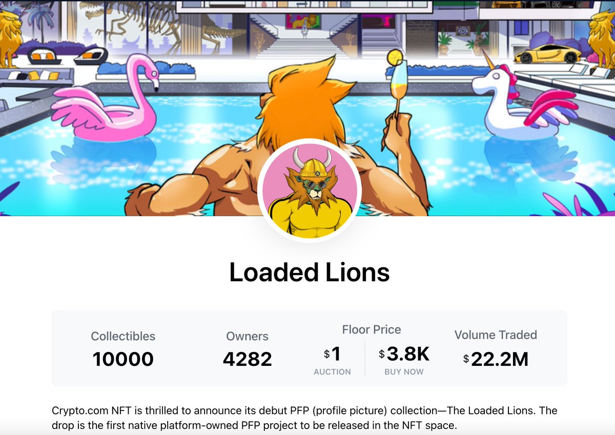 LoadedLionsITA's tweet photo. ⏲️15 giorni dal lancio degli #NFT più potenti di sempre
📊22.2 Milioni tradati
💰3.8k al Floor
🦁4282 fieri #LoadedLions 🦁

e siamo solo all'inizio!
Avanti Leoni! You have 💎🖐️!!!

#LoadedLionFam #Lionsfollowlions #LoadedLionsNFT 
#CRO #FFTB #nftart #marketplace https://t.co/1LtHgqvf2U