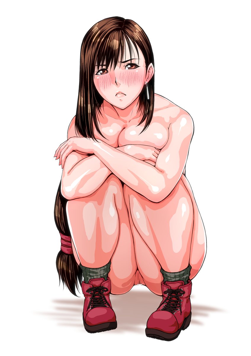 写真を参考に練習🖋️
ティファにする予定じゃなかったけど描いてたら似てたんで変更
裸に靴だけ履いてるのエロいよね… 