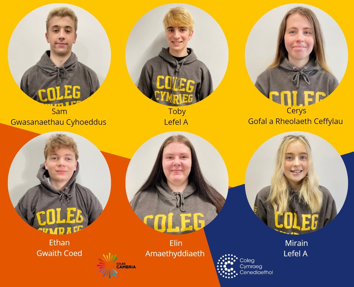 To celebrate and support Welsh Language Rights Day today, here are our ambassadors for the year. They will be responsible for promoting the Welsh language across all @colegcambria sites🏴󠁧󠁢󠁷󠁬󠁳󠁿

#MaeGenIHawl #MaeGenTiFantais

<a href="/ComyGymraeg/">ComisiynyddyGymraeg</a> <a href="/colegcymraeg/">Coleg Cymraeg</a> <a href="/dyddyfodoldi/">Dy Ddyfodol Di</a>