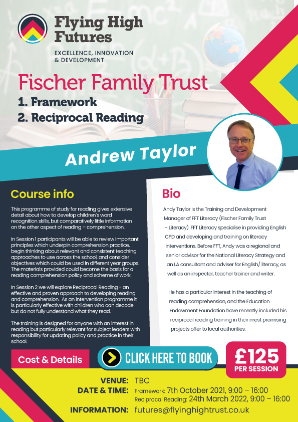 Our next Fischer Family Trust course ran by Andy Taylor is now available to book!

◾ 24th March 2022 - Reciprocal Reading

This course is open to EVERYONE!

See our flyer for more info &amp; email futures@flyinghightrust.co.uk to book your place.