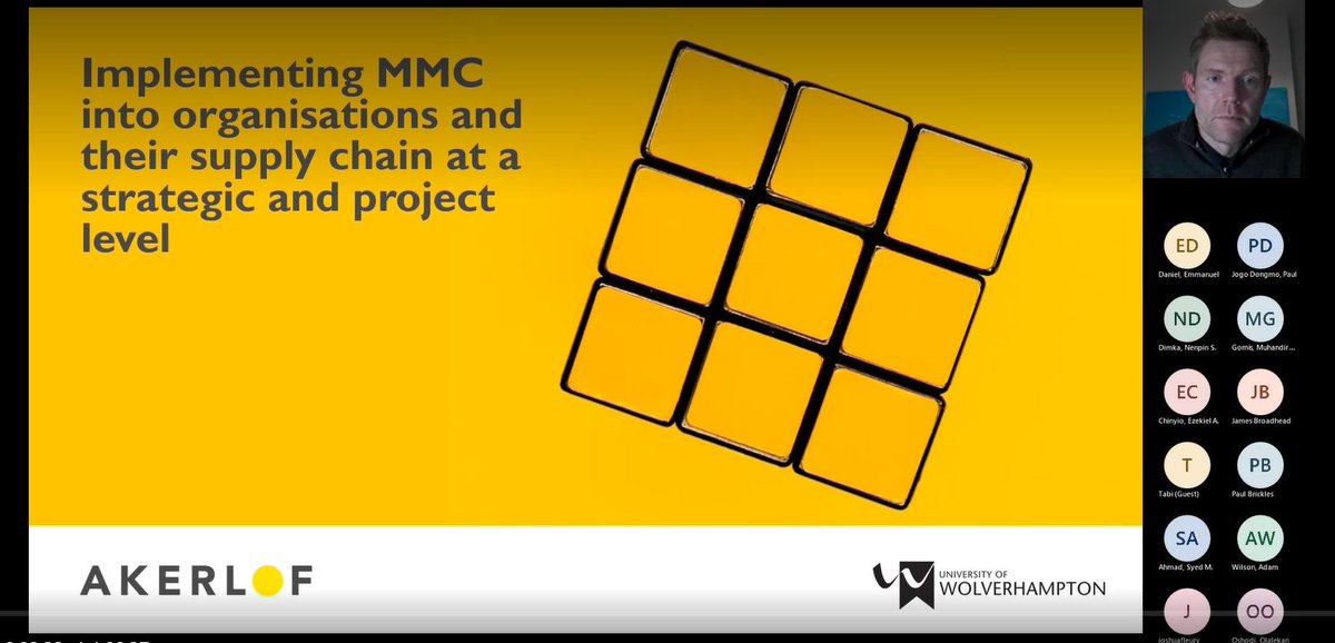 Great insight from Jamie Hillier <a href="/Akerlof_MMC/">Akerlof</a>  on MMC to MSc Offsite Housing Construction students at the University of Wolverhampton <a href="/wlv_uni/">University of Wolverhampton</a>  yesterday.