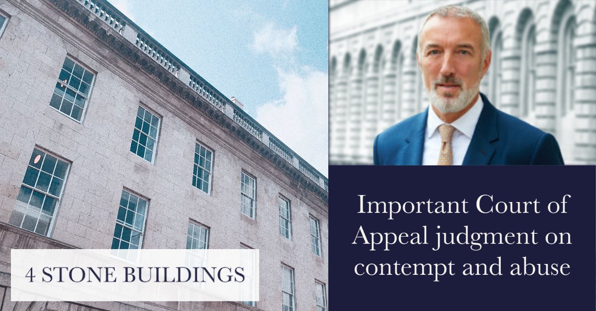 The Court of Appeal handed down an important judgment clarifying the correct approach to committal applications for civil contempt, and the criteria to be applied in determining whether any such application is an abuse of process. 

4stonebuildings.com/important-cour…